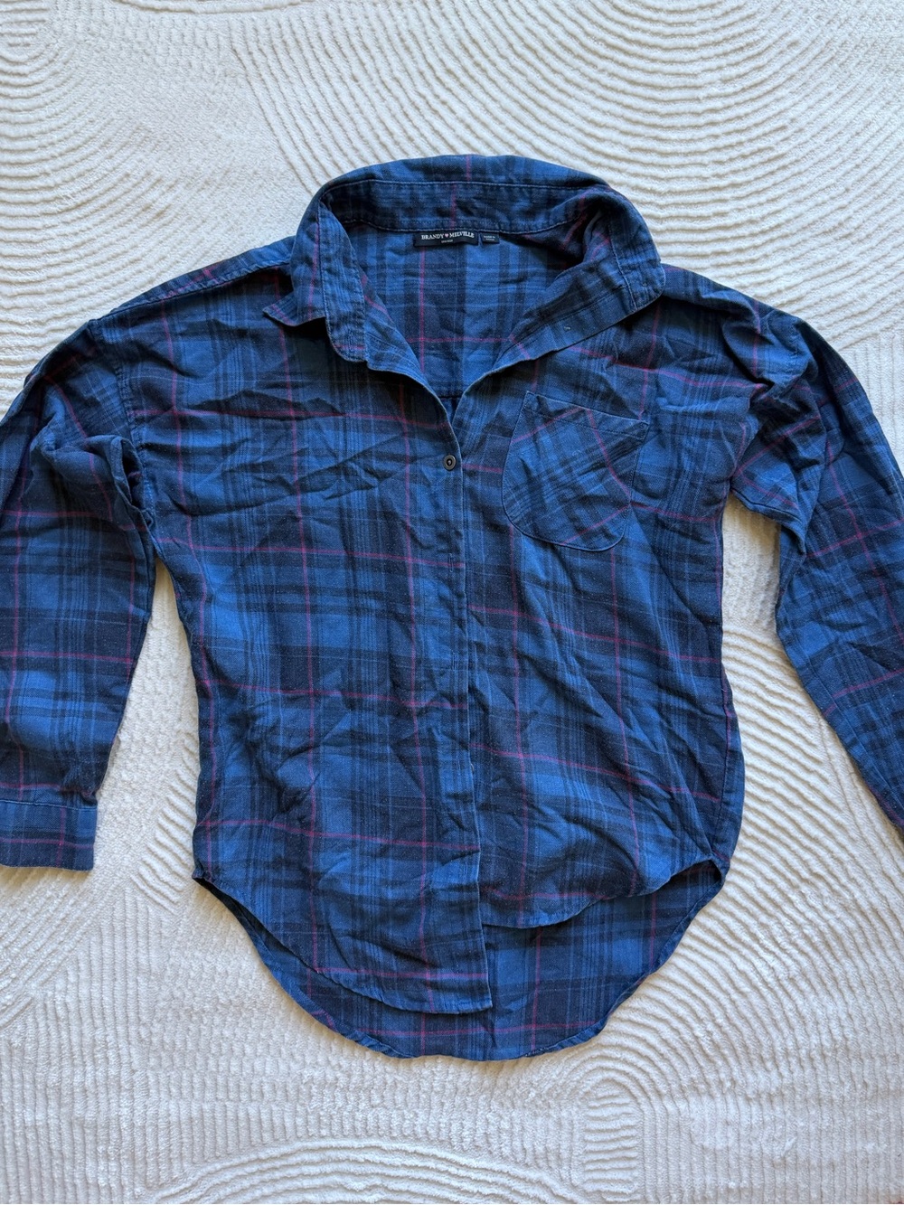 Brandy Melville Blue Plaid Button-Up Shirt